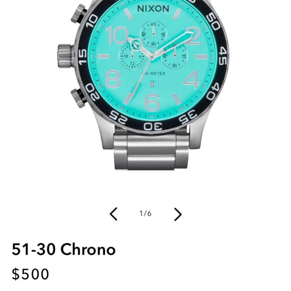 Nixon Silver and Aqua Chronograph Watch BRAND NEW WITHOUT BOX